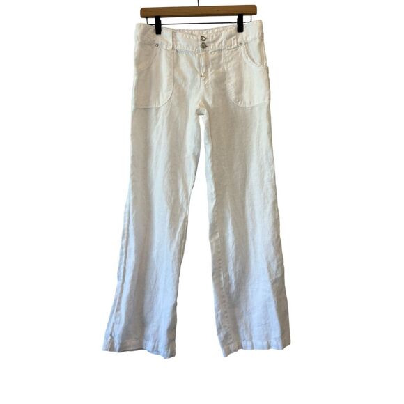 INC INTERNATIONAL CONCEPTS. White 100% Linen Wide Leg Pants Size 8 - Picture 1 of 5